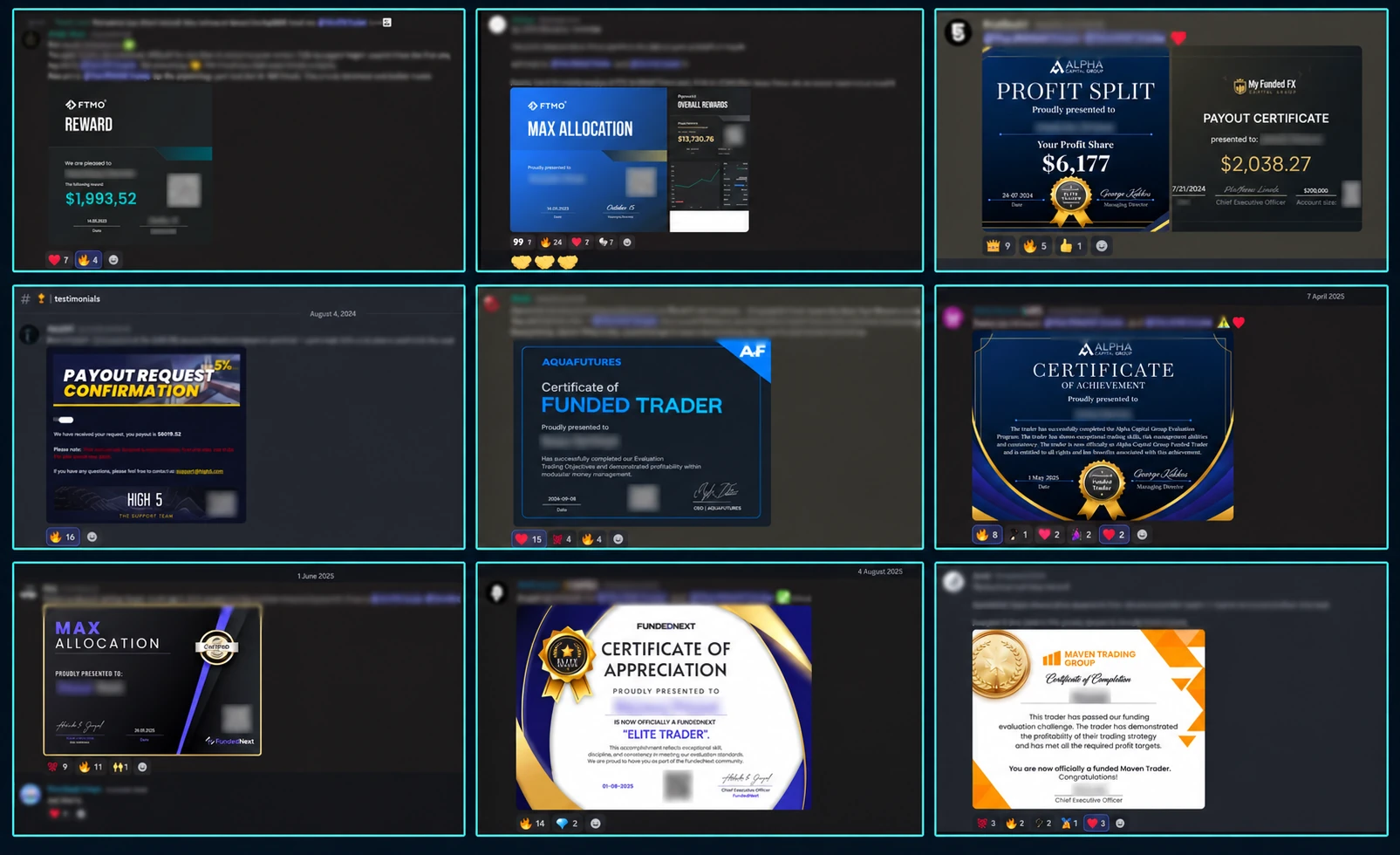 مجموعة صور نتائج الطلبة المنشورة في موقع Adil.4fx، تضم شهادات تمويل وصور سحوبات ومشاركات من المجتمع